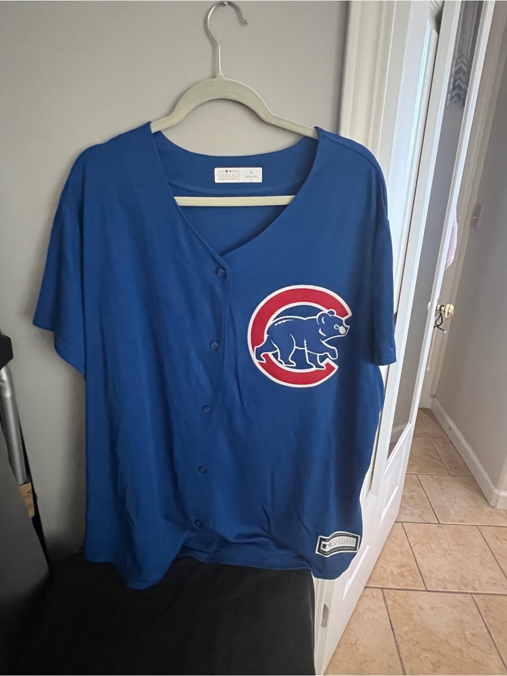 Chicago Cubs womens Blue Button-Up Jersey Top